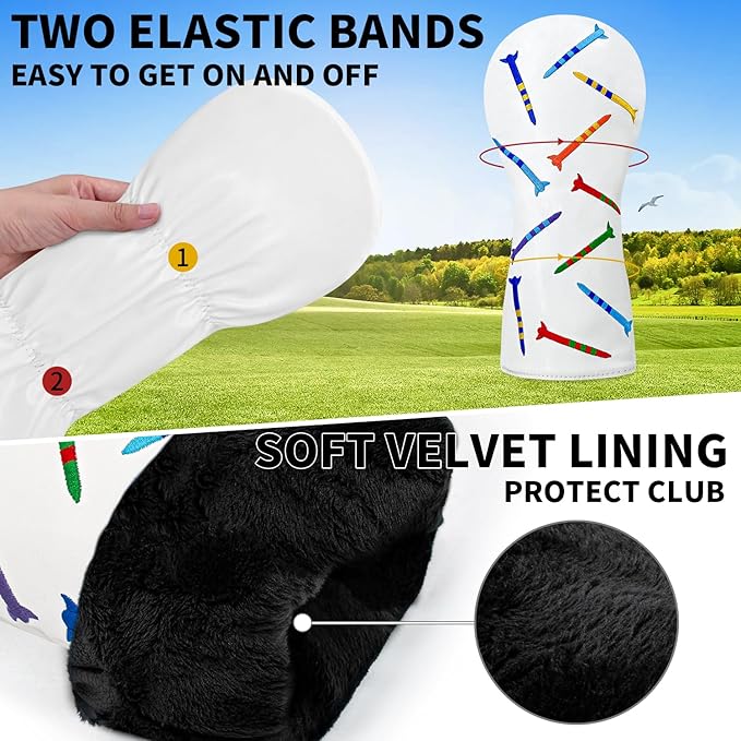 Colorful Nails Style Golf Half Mallet Putter Cover Headcover, Golf Putter Club Cover Magnetic Golf Head Covers Headcovers Club Protective Equipment