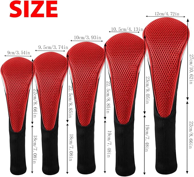 Andux 5pcs/Set Mesh Golf 460cc Driver Fairway Wood Club Head Covers Long Neck with No. Tags