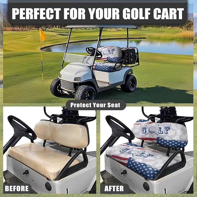 Fashion Print Golf Cart Seat Covers 2 Passenger Golf Cart Backrest Cover Golf Cart Seat Towel Gift for Friends