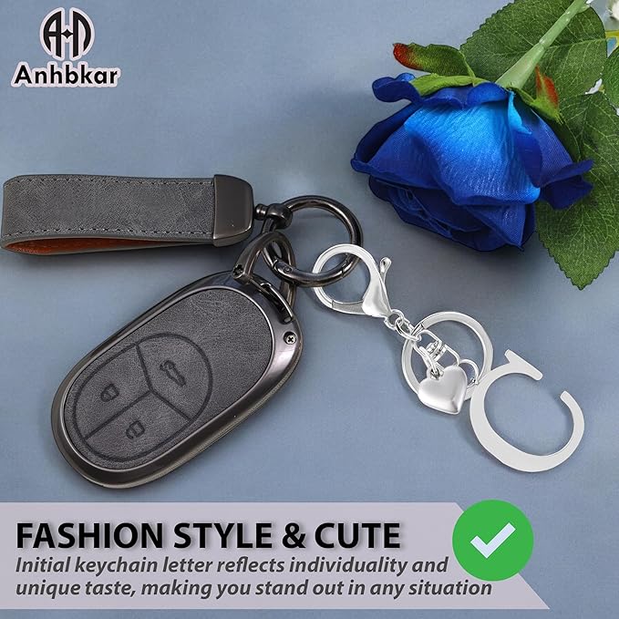 Metal Heart Alphabet Keychain for Women, Girls - Cute Initial Letter Accessories for Purse, Bag Charms and Backpack