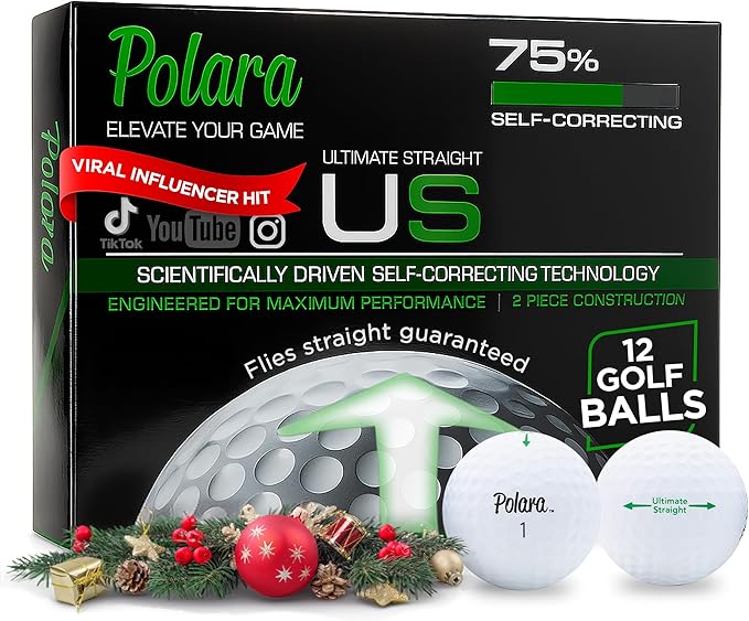 Polara Golf Self-Correcting Golf Balls – Soft Feel, Anti-Slice & Hook Correction, Exceeds USGA Limits, Dimple Pattern, High-Performance Balls for Men & Women