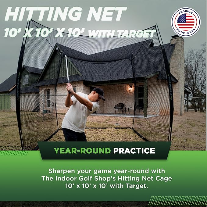 Hitting Net with Target Knotless Golf Net for Indoor and Outdoor Practice - Arrives Ready to Assemble and Use
