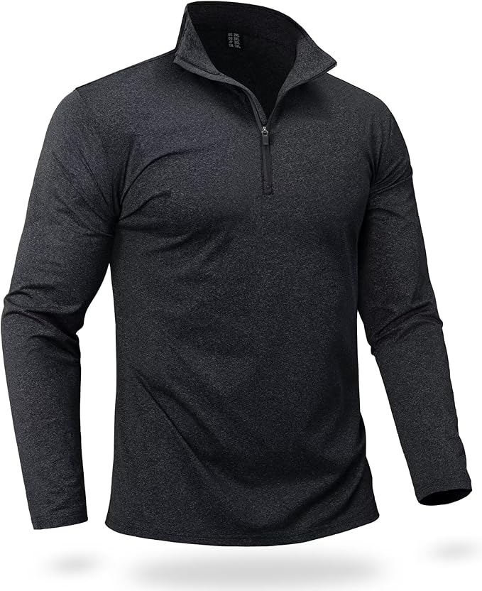 Boladeci Men's Quarter Zip Pullover Premium Fleece Lined Heather Long Sleeve Golf Shirts Midweight 1/4 Half Zip Sweatshirts