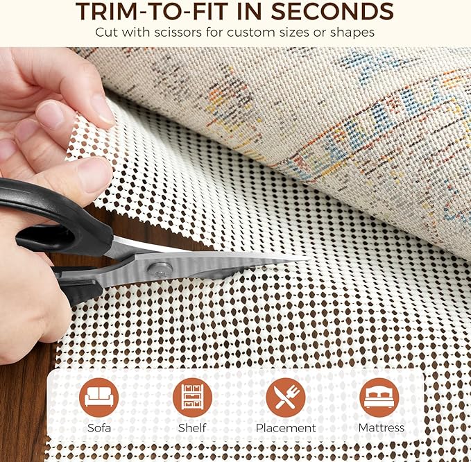 BAGAIL BASICS Round 6 FT Rug Pad Gripper for Hardwood Floors, Non Slip Rug Pads for Area Rugs, Extra Thick Under Rug Padding, Protect Your Rugs & Floors