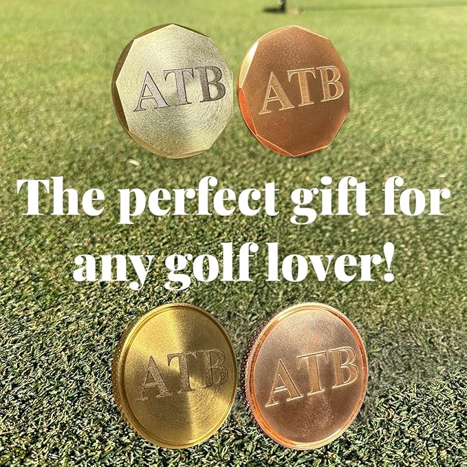 Personalized Golf Ball Marker Set of 2 - Solid Brass & Copper Golf Accessories for Men - Golf Gifts for Men & Golf Ball Marker - Unique Golf Gifts
