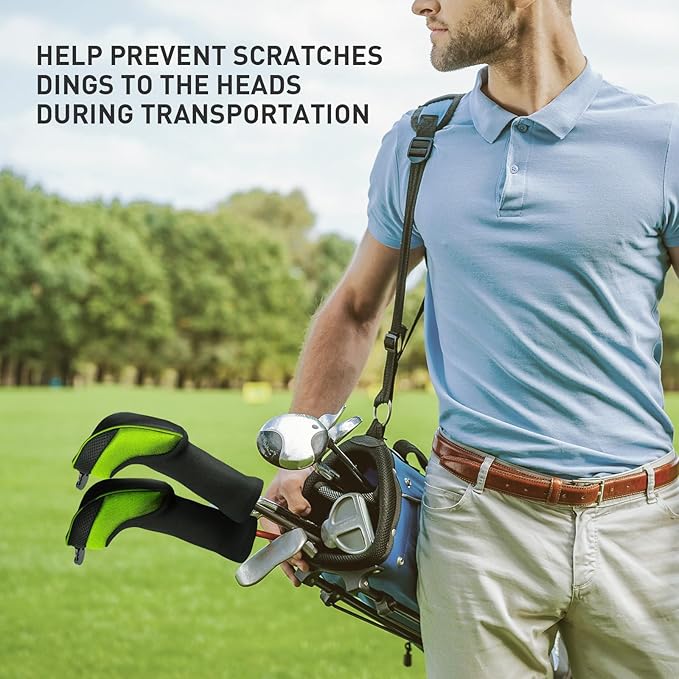 FINGER TEN Golf Club Head Covers for Hybrids Long Headcover Interchangeable Accessories for Ultimate Club Protection