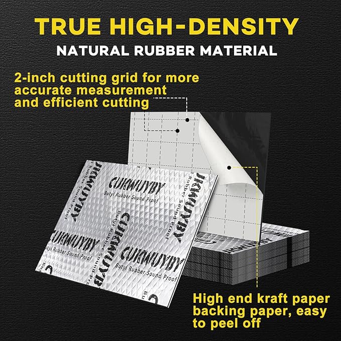Sound Deading Material for Cars, 80mil (2mm) 36 sqft (3.4 sqm) Car Sound Deadening Mat, Butyl Automotive Sound Deadener, Noise Insulation and Vibration Dampening Material (33 pcs)