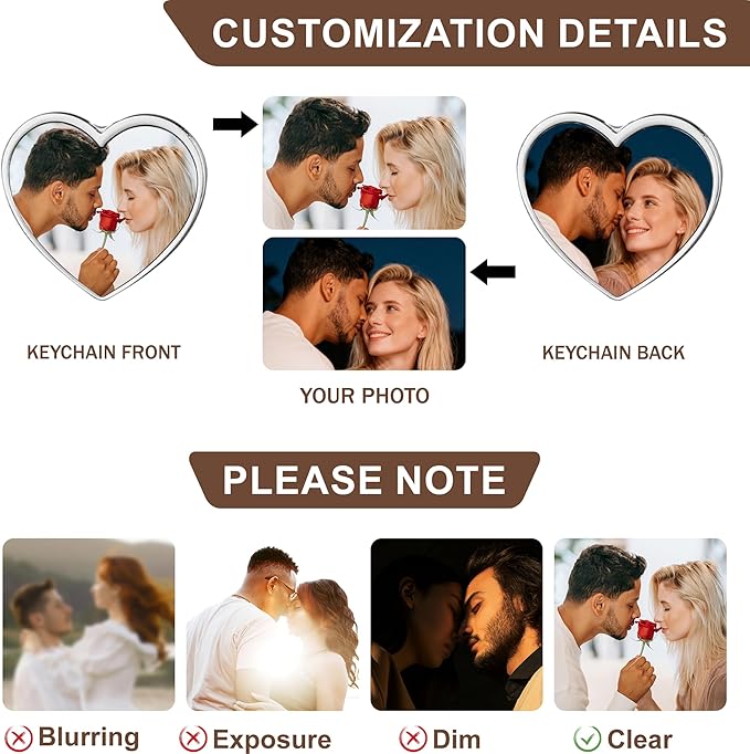Custom Keychains with Picture Personalized Photo Logo Text Customized Key Chain for Boyfriend Dad Men Women Gifts