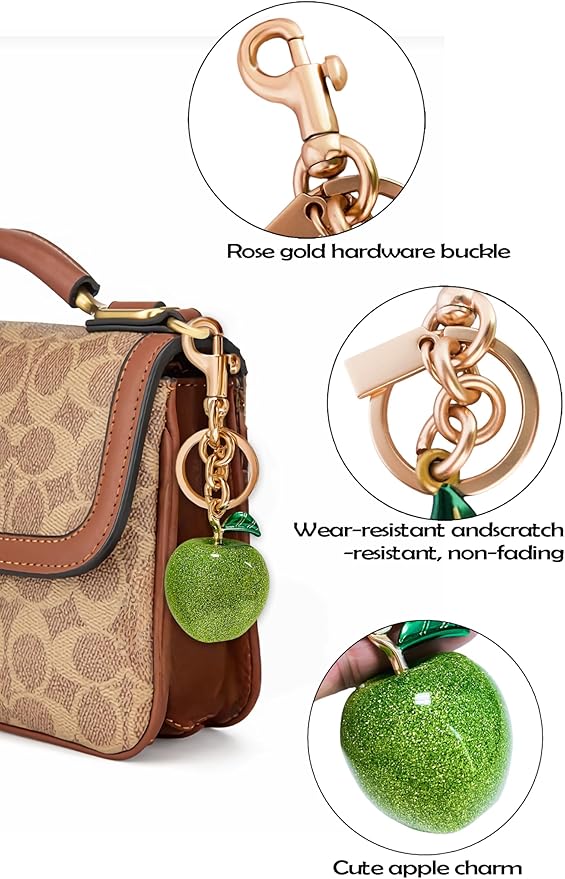 Cherry Bag Charm for Handbag, Big-Apple Strawberry Fruit Bag Charm Cherry Car Accessories KeyChain