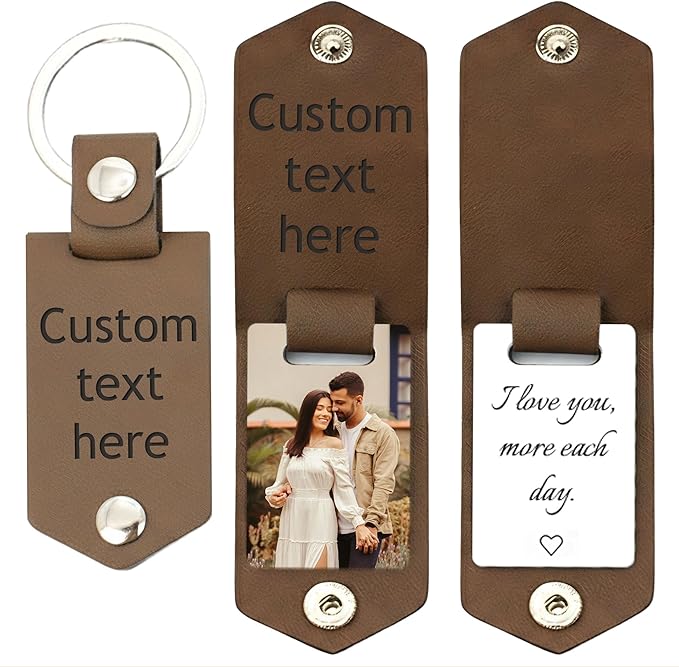 Custom Keychains with Picture Personalized Photo Logo Text Customized Key Chain for Boyfriend Dad Men Women Gifts