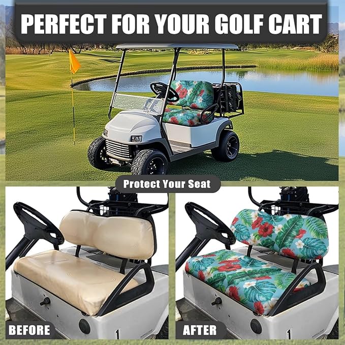 Fashion Print Golf Cart Seat Covers 2 Passenger Golf Cart Backrest Cover Golf Cart Seat Towel Gift for Friends