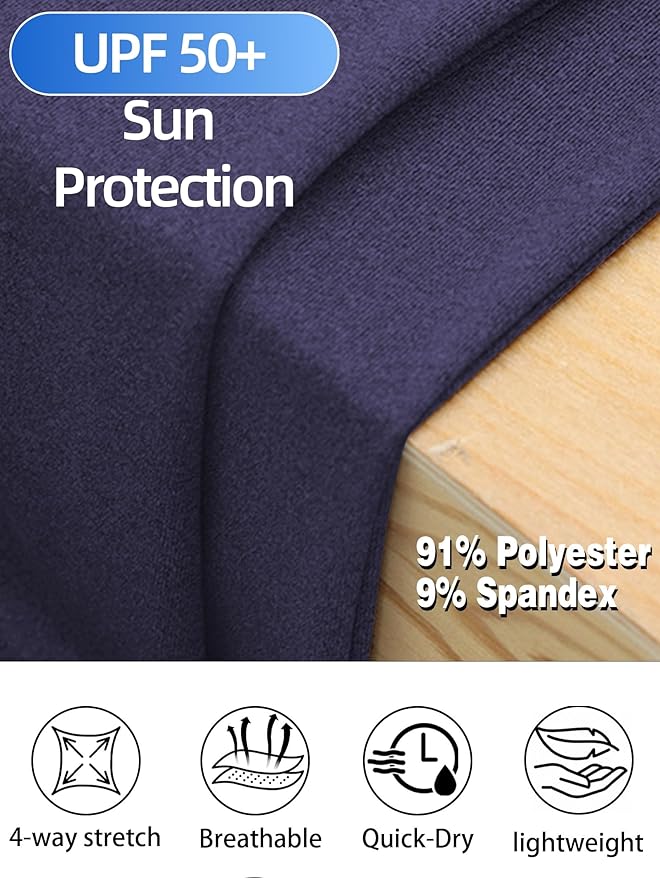 Mens Long Sleeve Shirts Quarter Zip Pullover UPF 50+ Sun Protection Wicking Moisture Workout Running Casual Athletic Tops