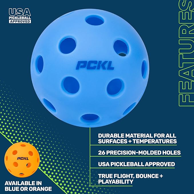 PCKL Optic Speed Pickleball Balls | Choose Indoor or Outdoor Pickleballs | USAPA Tournament Aproved | 4 Pack Crack-Resistant