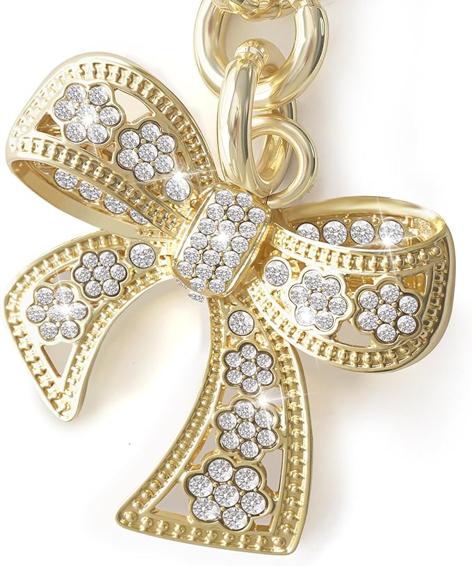 Sparkly Bow Bag Charm Rhinestone Bow Purse Charms Bows Keychain Women Bag Charm for Handbag