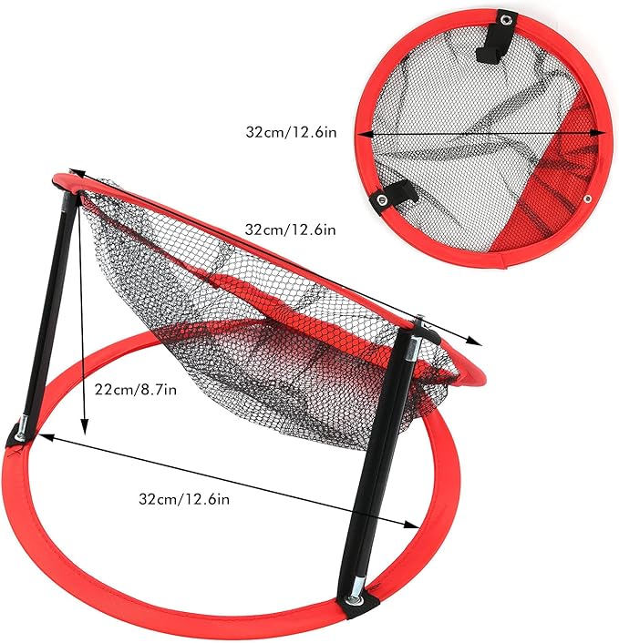 3 in 1 Golf Chipping Net Set, Golf Target Practice Net with 3 Different Sizes, Foldable Nylon Training Net for Indoor and Outdoor Use, Includes Collapsible Fiber Support Rods for E