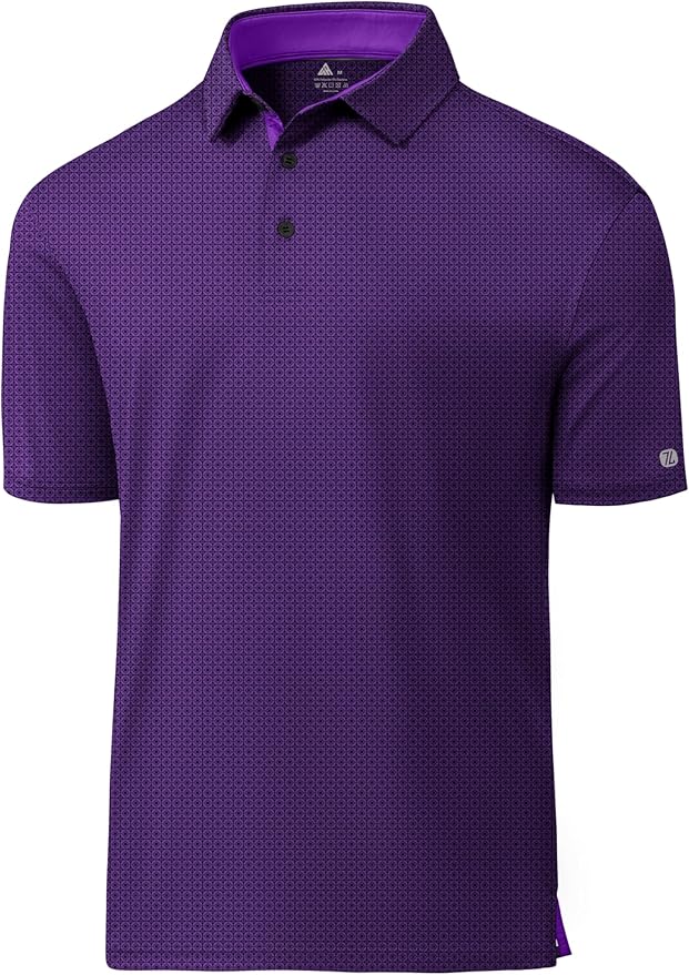 JACKETOWN Mens Polo Shirts Short Sleeve Print Dry Fit Performance Moisture Wicking Casual Collared Golf Shirts