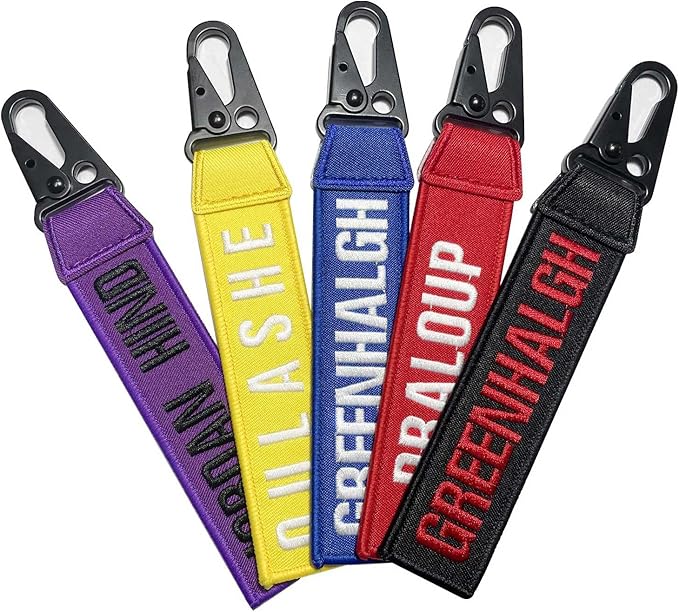 Graceful life Personalized keychain, custom name number tag, key ring accessories, embroidery keyring for luggage，crate，belt，gear，keyring，car key chain