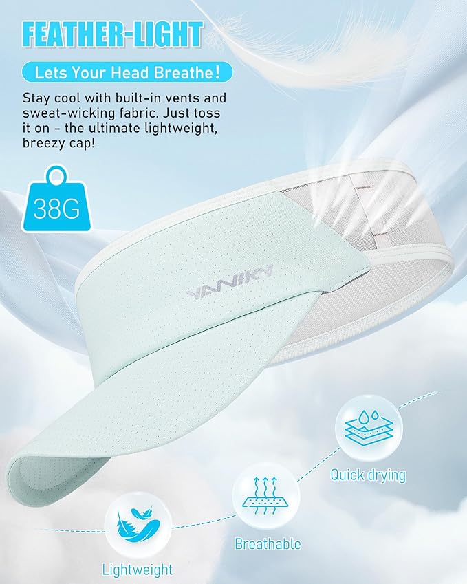 Sports Sun Visor Hats for Women Men Lightweight Breathable Cooling Stretchy Visors Foldable UPF 50+ for Running Tennis Golf