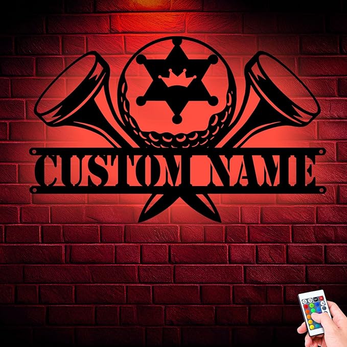 Custom Golfing Gifts, Personalized Metal Wall Art Sign with LED Lights, Unique Home Decor for Golf Lovers, Perfect Hanging Gift for Dad, Him, or Any Avid Golfer