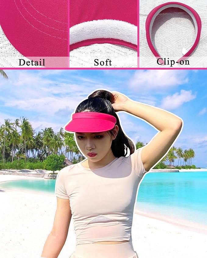 3 Pack Sports Sun Visor Hat Women Men Adjustable Clip On Visors Outdoor Golf Beach Cap