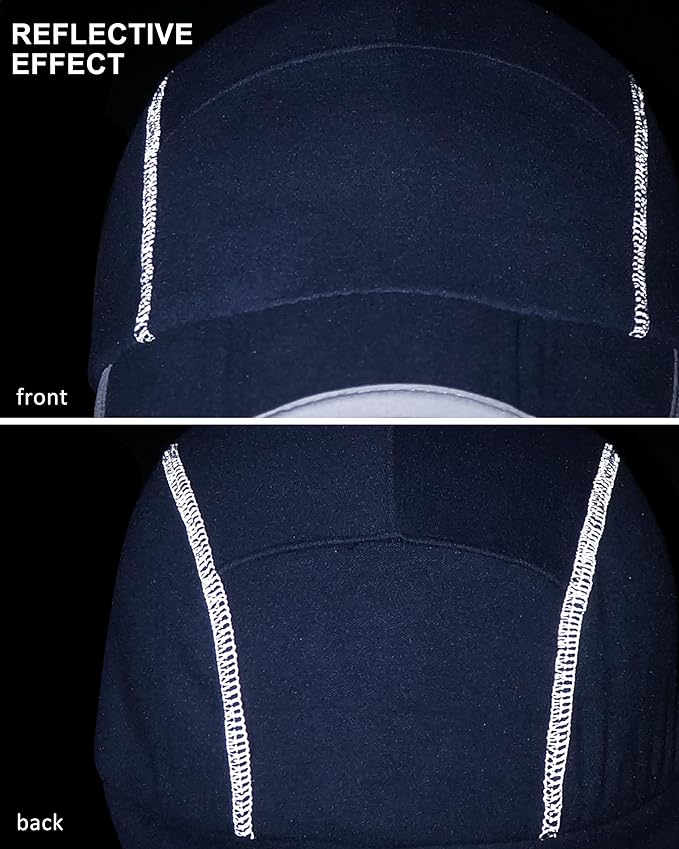 GADIEMKENSD Fleece Ball Cap with Drop Down Ear Warmer, Foldable Brim, Reflective Winter Run Hat Unisex