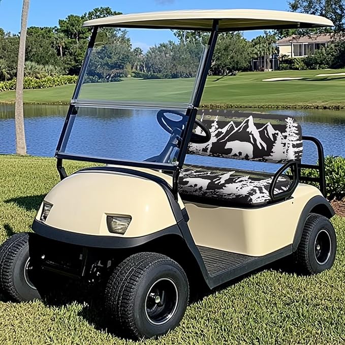 Golf Cart Seat Covers, Universal Fit & Nonskid Bottom Fits for Club Car 2 Person Seats Golf Carts