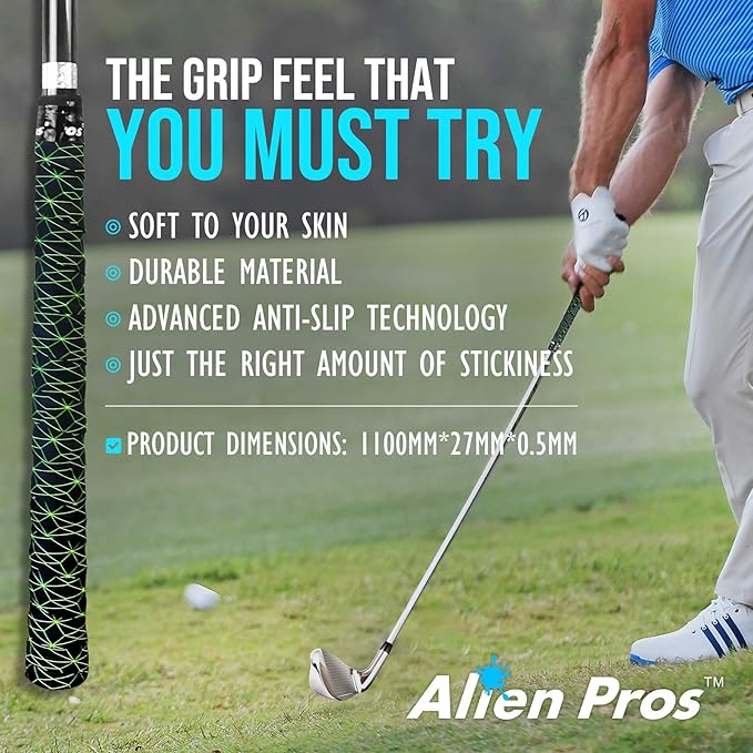 Alien Pros Golf Grip Wrapping Tapes - Innovative Golf Club Grip Solution - Enjoy a Fresh New Grip Feel in Less Than 1 Minute