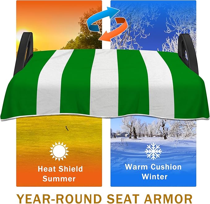 YOKYHOM Golf Cart Seat Covers, Green Golf Cart Seat Towel Blanket Keeps Seat Comfortable and Clean, 100% Microfiber, 51''x 31'', for EZGO, Yamaha, Club Car and More 2-Seat Golf Carts