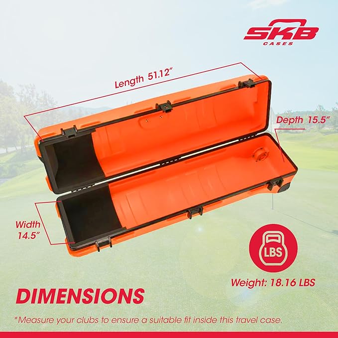 SKB Staff ATA Hard Shell Plastic Golf Travel Case for Cart Bags with Wheels - Heavy-Duty Rolling Club and Driver Carrier for Airline Transport, Impact-Resistant with TSA Locking Latches