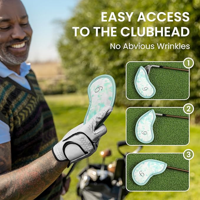 Golf Club Covers Iron Value 12 Pack Stylish Synthetic Leather Headcover, Embroidery Numbers Head Covers Universal Protector Fit Main Iron Wedge Clubs, Accessories Travel for Men Women