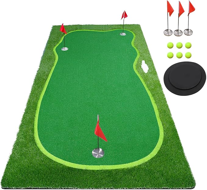 Golf Putting Green/Mat-Golf Training Mat- Professional Golf Practice Mat- Green Long Challenging Putter for Indoor/Outdoor