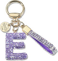 Pink Blue White Initial Letter Keychain Gift for Women Girls Bling Sparkly Cute Backpack Car Key Accessories Lanyard