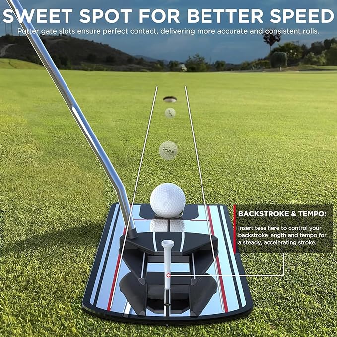 Golf Putting Mirror with Alignment Lines & Putter Gate - Putting Training Aid for Indoor/Outdoor Practice, Boost Accuracy for Beginners