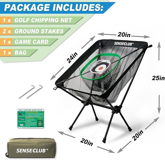 Foldable Chipping Net with Mat & Balls, Heavy-Duty Practice Golf Net Chipping Target, Backyard Golf Game & Gifts