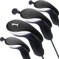 FINGER TEN Golf Club Head Covers Woods Driver Fairway Hybrid 3/4/5 Set, Headcovers Men 1 3 5 7 X Interchangeable Number Tag, Fit All Wood Clubs