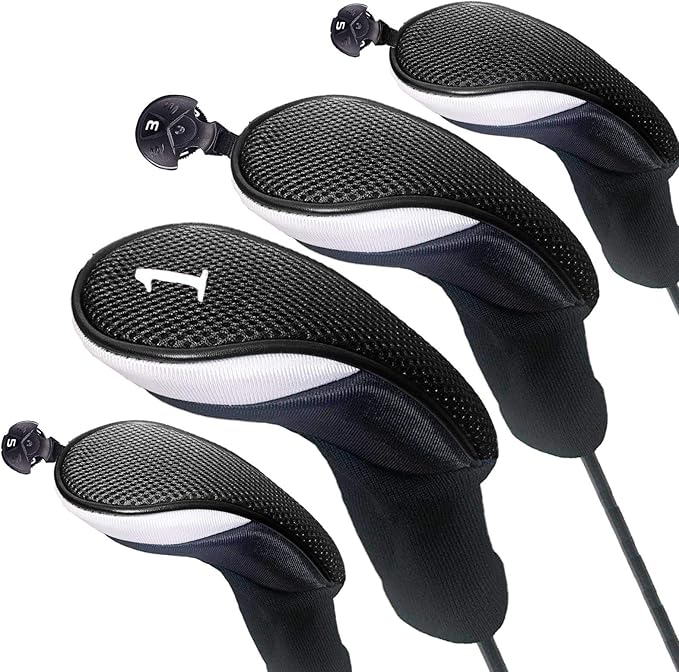 FINGER TEN Golf Club Head Covers Woods Driver Fairway Hybrid 3/4/5 Set, Headcovers Men 1 3 5 7 X Interchangeable Number Tag, Fit All Wood Clubs