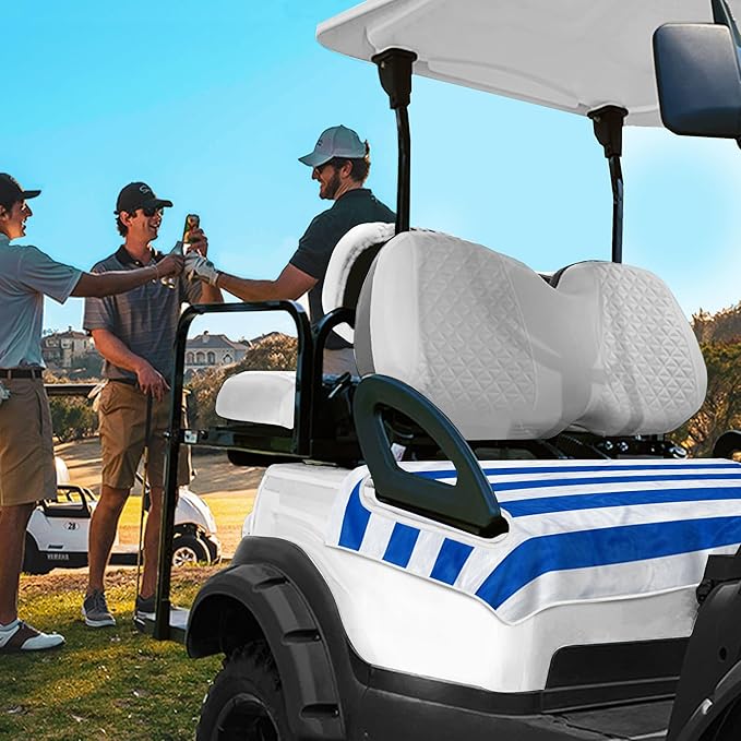 YOKYHOM Golf Cart Seat Covers, Stripes Blue Golf Cart Seat Towel Blanket Keeps Seat Comfortable and Clean, 100% Microfiber, 51''x 31'', for EZGO, Yamaha, Club Car and More 2-Seat Golf Carts