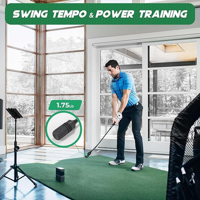 Golf Swing Trainer - Click Stick Golf Trainer for Golf Tempo Practice, Weighted Golf Training Aid Helps Enhance Strength, Improve Swing Rhythm & Maintain Balance