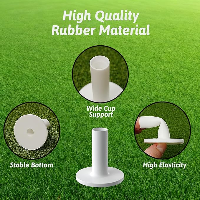 Rubber Golf Tees for Mats, Durability and Stability, Suitable Golf Tee Holder for Driving Range & Simulator, 6pc Mixed Sizes, Reusable Golf Mat Tee - Golf Accessories for Indoor & Outdoor