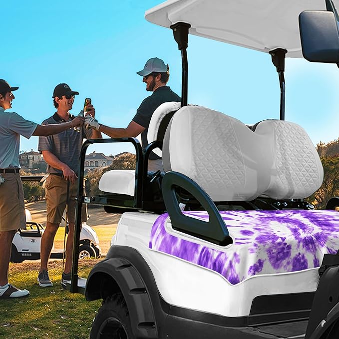 YOKYHOM Golf Cart Seat Covers, Tie-dye Purple Golf Cart Front Seat Towel/Blanket Fit for EZGO/Yamaha/Club Car and More Golf Carts, 100% Microfiber, Keeps Your Seat Cool and Clean, 51''x 31''