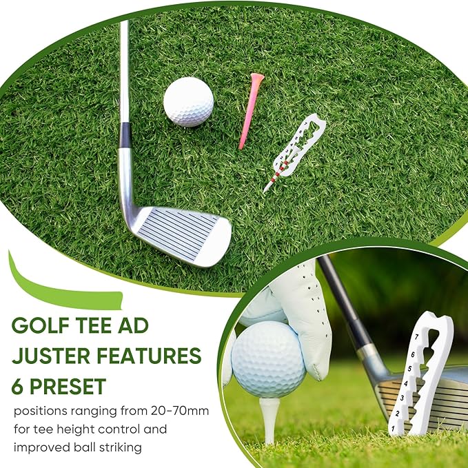 2 Pcs Golf Tee Height Adjuster Acrylic 7 Settings Adjustments Tee Height Positioner Golf Accessories Training Aid Setter for Consistent Swings for Indoor Outdoors