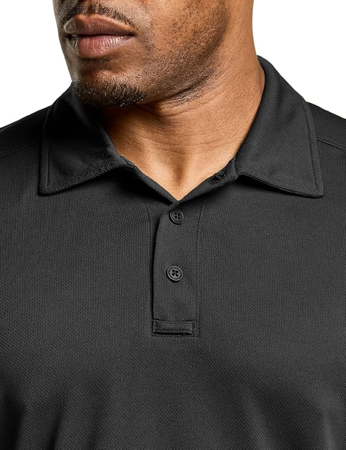 CQR Men's Polo Shirts, Tactical Short Sleeve Golf Performance Shirts, Lightweight Dry Fit UPF 50+ Pique