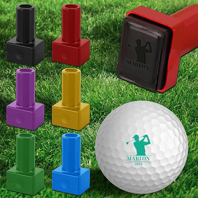 Personalized Golf Ball Stamp – Custom Golf Ball Marker Stamp with Name, Initials, Logo or Year – Self-Inking, Waterproof, Refillable Ink – Golf Accessories Gift for Men, Dad, Golfer (Style 2)