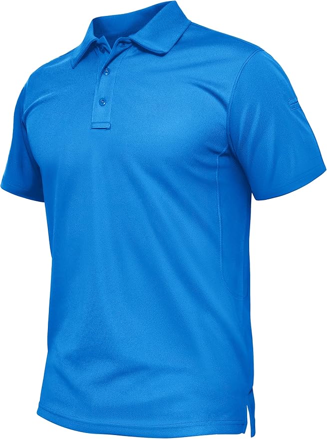 TACVASEN Mens Polo Shirt Short Sleeve Tactical Performance Collared Work Golf Shirts Dry Fit Pique Polos for Summer