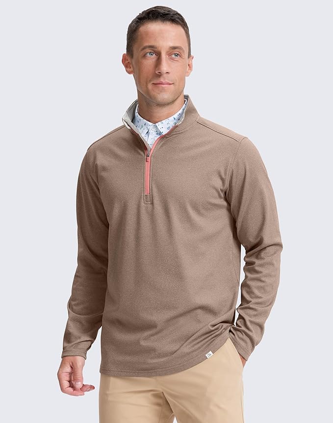 Obla Golf Quarter Zip Pullover Men Fleece Mock Neck Sweatshirt Winter Warm 1/4 Zip Long Sleeve Golf Shirt