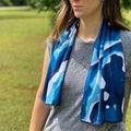 SHAKEitCOOL Extended Size Cooling Towel – Be Cool in Style - Heat Relief, Soft, Lightweight, Sun Protection, Easy Clean - Perfect for Biking, Hiking, Running, Yoga, Golf, Gardening - Blue Ocean M