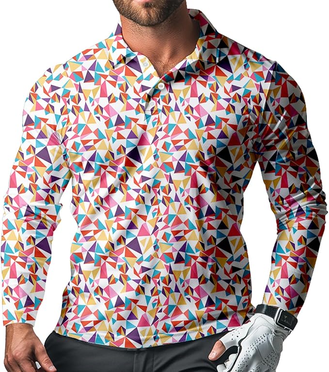 Men's Long Sleeve Golf Shirt Quick Dry 3 Button Work Fishing Outdoor Casual Collar Shirt
