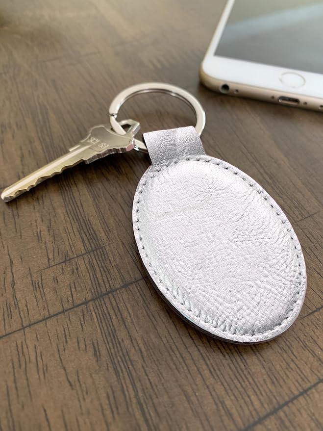LaserGram Oval Keychain, Off Road Racer, Personalized Engraving Included (Silver)