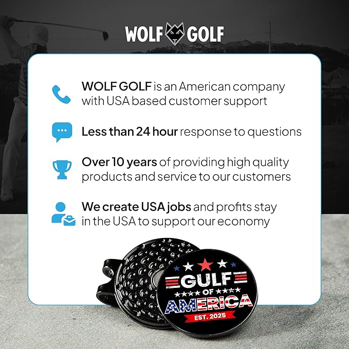 Wolf Golf Towels Golf Ball Marker Hat Clip Set | Multiple Sets to Choose from | 1 Magnetic Clip + 3 Ball Markers | Golf Accessories for Men & Women
