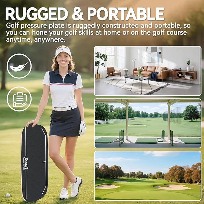 Golf Swing Training Bundle – Pressure Plate Balance Board & Click Stick Swing Trainer Golf Training Aid Set for Indoor/Outdoor Practice, Improve Tempo, Flexibility, Strength & Swing Accuracy
